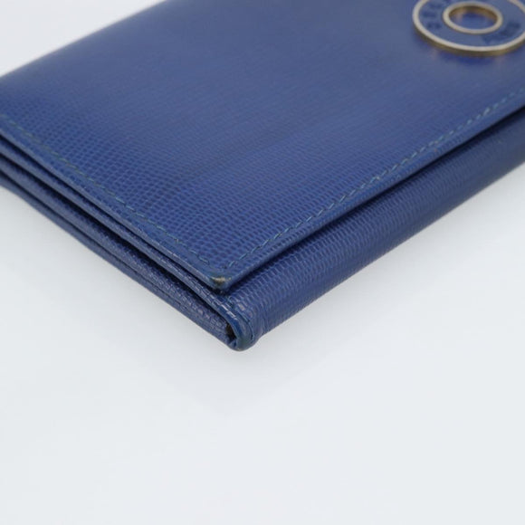CELINE Long Wallet Leather Blue Gold Auth 186718A
