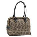 FENDI Zucchino Canvas Hand Bag Beige Silver Auth 186800A-1