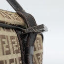 FENDI Zucchino Canvas Hand Bag Beige Silver Auth 186800A-10