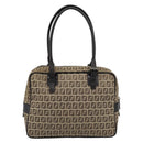 FENDI Zucchino Canvas Hand Bag Beige Silver Auth 186800A-2