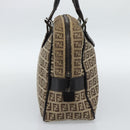 FENDI Zucchino Canvas Hand Bag Beige Silver Auth 186800A-3