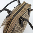 FENDI Zucchino Canvas Hand Bag Beige Silver Auth 186800A-6