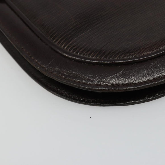 SAINT LAURENT Shoulder Bag Leather Brown Gold Auth 186801A