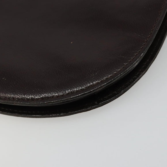 SAINT LAURENT Shoulder Bag Leather Brown Gold Auth 186801A