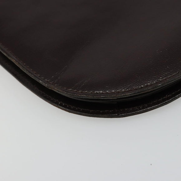 SAINT LAURENT Shoulder Bag Leather Brown Gold Auth 186801A
