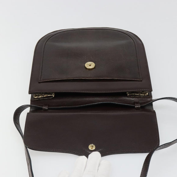 SAINT LAURENT Shoulder Bag Leather Brown Gold Auth 186801A