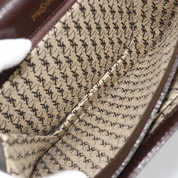 SAINT LAURENT Shoulder Bag Leather Brown Gold Auth 186801A