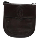 SAINT LAURENT Shoulder Bag Leather Brown Gold Auth 186801A-2