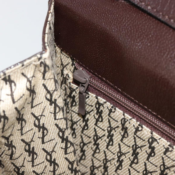 SAINT LAURENT Shoulder Bag Leather Brown Gold Auth 186801A