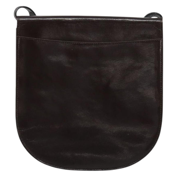 SAINT LAURENT Shoulder Bag Leather Brown Gold Auth 186801A