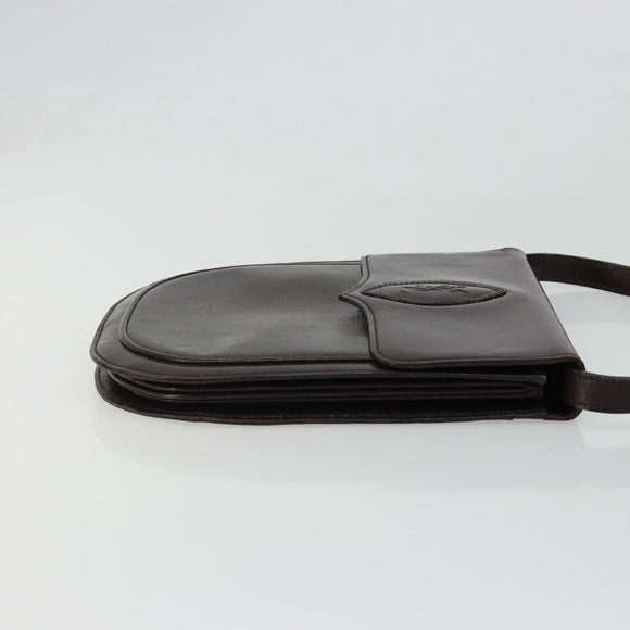 SAINT LAURENT Shoulder Bag Leather Brown Gold Auth 186801A