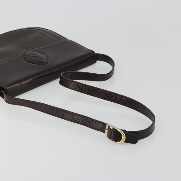 SAINT LAURENT Shoulder Bag Leather Brown Gold Auth 186801A