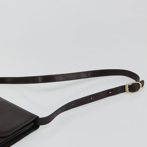 SAINT LAURENT Shoulder Bag Leather Brown Gold Auth 186801A