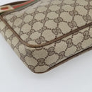 GUCCI GG Supreme Web Sherry Line Shoulder Bag PVC Beige Gold Auth 186802-11