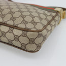 GUCCI GG Supreme Web Sherry Line Shoulder Bag PVC Beige Gold Auth 186802-12