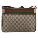 GUCCI GG Supreme Web Sherry Line Shoulder Bag PVC Beige Gold Auth 186802-3