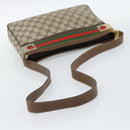 GUCCI GG Supreme Web Sherry Line Shoulder Bag PVC Beige Gold Auth 186802-7