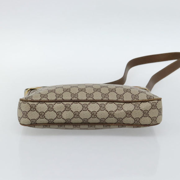 GUCCI GG Supreme Web Sherry Line Shoulder Bag PVC Beige Gold Auth 186802