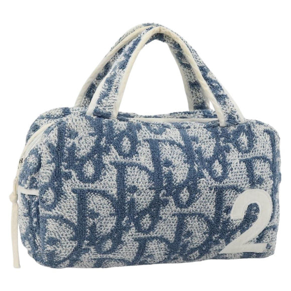 Christian Dior Trotter Canvas Hand Bag Pile Blue Auth 186803