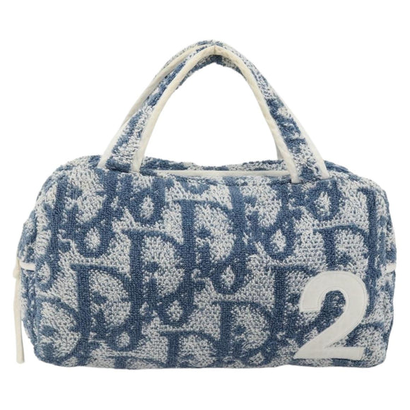 Christian Dior Trotter Canvas Hand Bag Pile Blue Auth 186803