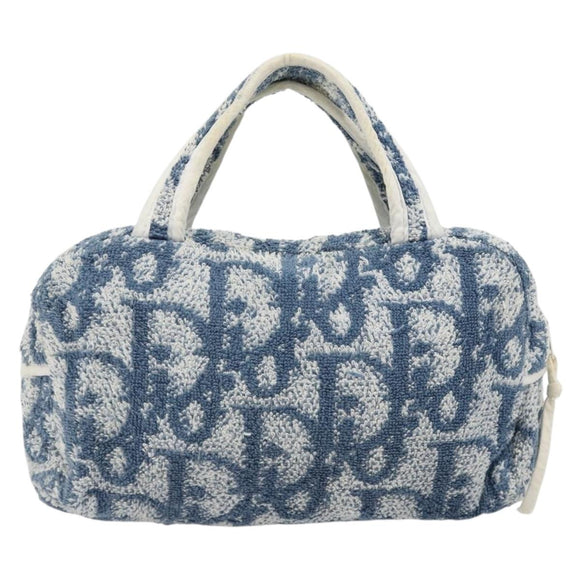 Christian Dior Trotter Canvas Hand Bag Pile Blue Auth 186803