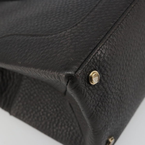 GUCCI Hand Bag Leather Black Gold 131325 Auth 186805A