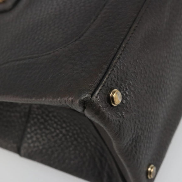 GUCCI Hand Bag Leather Black Gold 131325 Auth 186805A