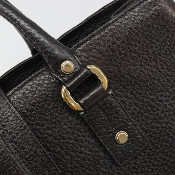GUCCI Hand Bag Leather Black Gold 131325 Auth 186805A