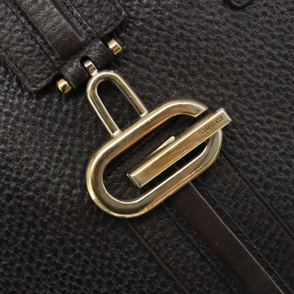 GUCCI Hand Bag Leather Black Gold 131325 Auth 186805A