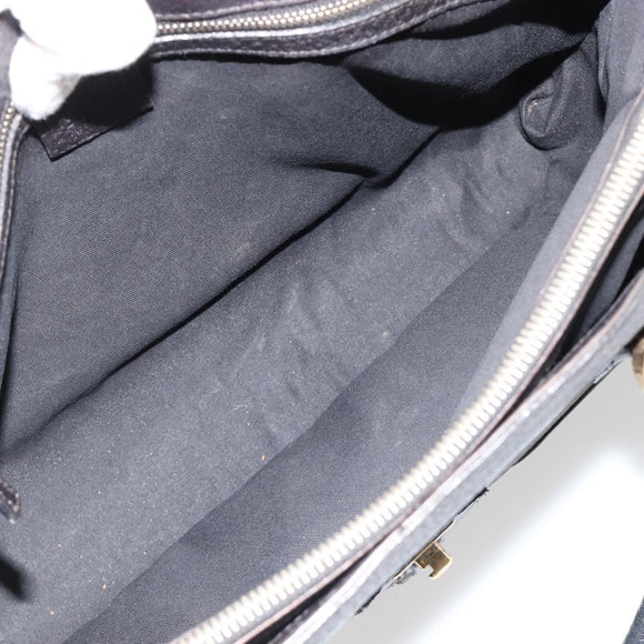 GUCCI Hand Bag Leather Black Gold 131325 Auth 186805A