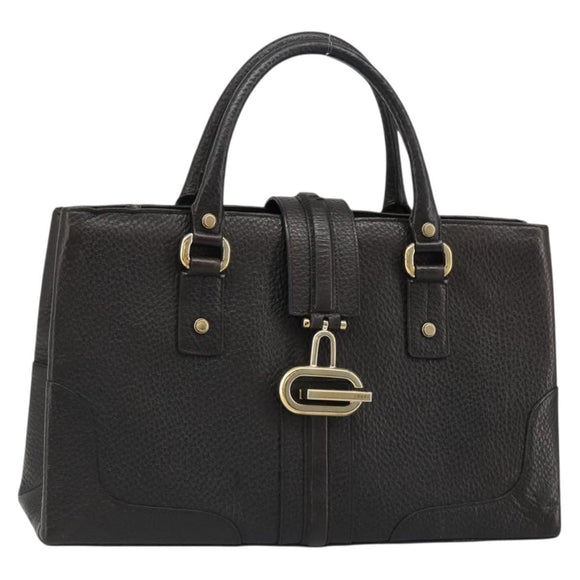 GUCCI Hand Bag Leather Black Gold 131325 Auth 186805A