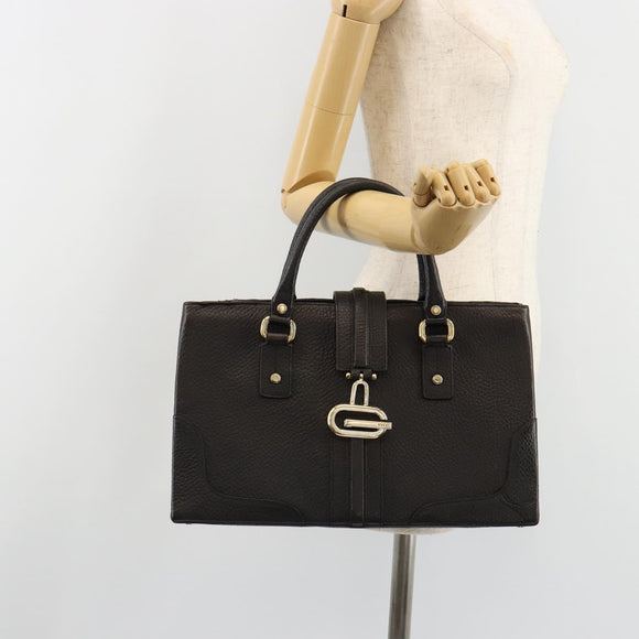 GUCCI Hand Bag Leather Black Gold 131325 Auth 186805A