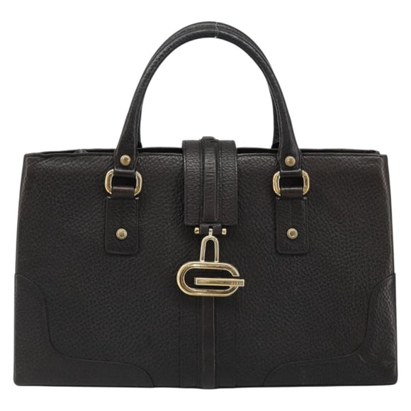 GUCCI Hand Bag Leather Black Gold 131325 Auth 186805A