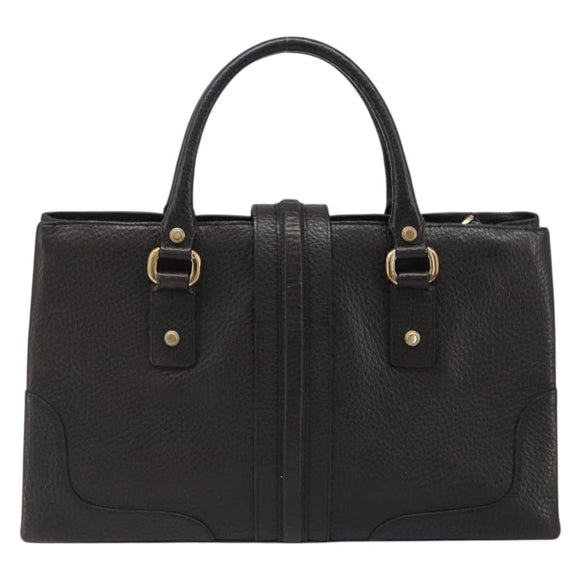 GUCCI Hand Bag Leather Black Gold 131325 Auth 186805A
