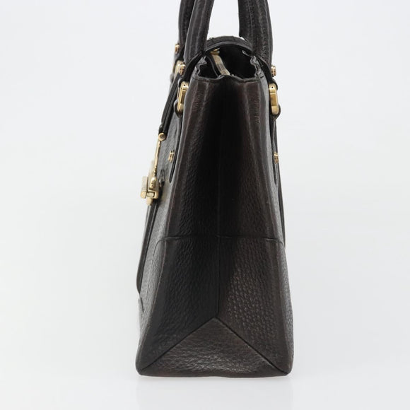 GUCCI Hand Bag Leather Black Gold 131325 Auth 186805A