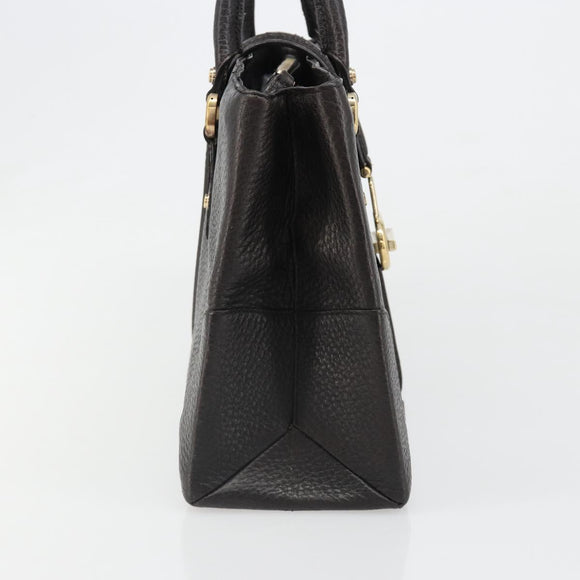 GUCCI Hand Bag Leather Black Gold 131325 Auth 186805A