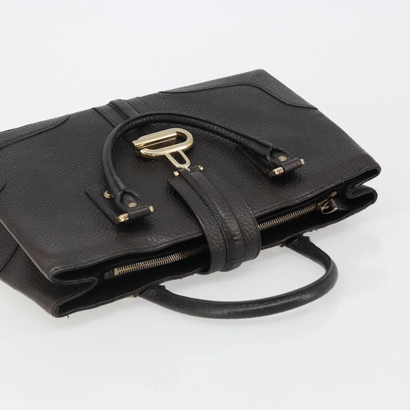 GUCCI Hand Bag Leather Black Gold 131325 Auth 186805A