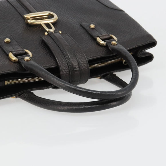 GUCCI Hand Bag Leather Black Gold 131325 Auth 186805A