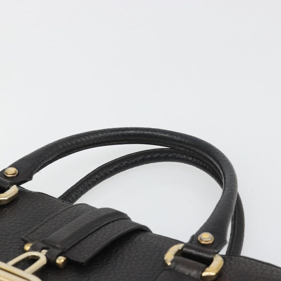 GUCCI Hand Bag Leather Black Gold 131325 Auth 186805A