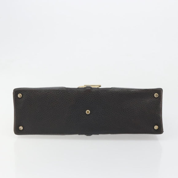 GUCCI Hand Bag Leather Black Gold 131325 Auth 186805A