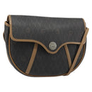 Christian Dior Honeycomb Canvas Shoulder Bag PVC Black Gold Auth 186807-1
