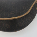 Christian Dior Honeycomb Canvas Shoulder Bag PVC Black Gold Auth 186807-12