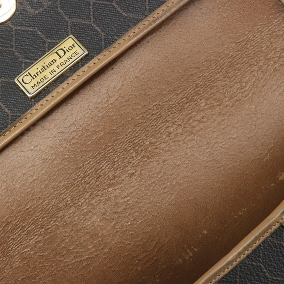 Christian Dior Honeycomb Canvas Shoulder Bag PVC Black Gold Auth 186807