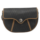 Christian Dior Honeycomb Canvas Shoulder Bag PVC Black Gold Auth 186807-2