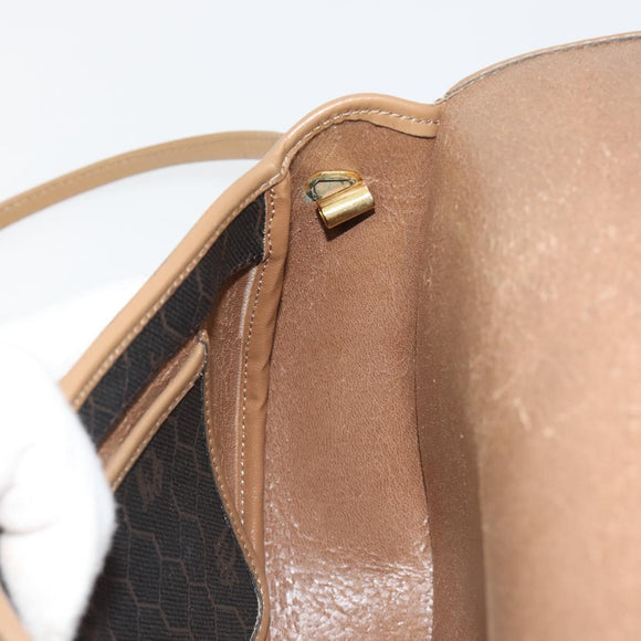 Christian Dior Honeycomb Canvas Shoulder Bag PVC Black Gold Auth 186807