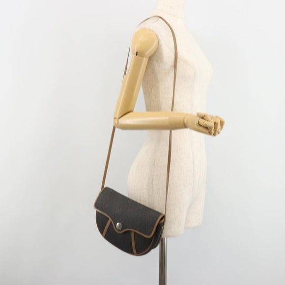 Christian Dior Honeycomb Canvas Shoulder Bag PVC Black Gold Auth 186807
