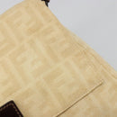 FENDI Zucca Canvas Mamma Baguette Shoulder Bag Beige Silver Auth 186809A-15