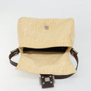 FENDI Zucca Canvas Mamma Baguette Shoulder Bag Beige Silver Auth 186809A-18