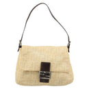 FENDI Zucca Canvas Mamma Baguette Shoulder Bag Beige Silver Auth 186809A-2
