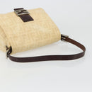 FENDI Zucca Canvas Mamma Baguette Shoulder Bag Beige Silver Auth 186809A-7